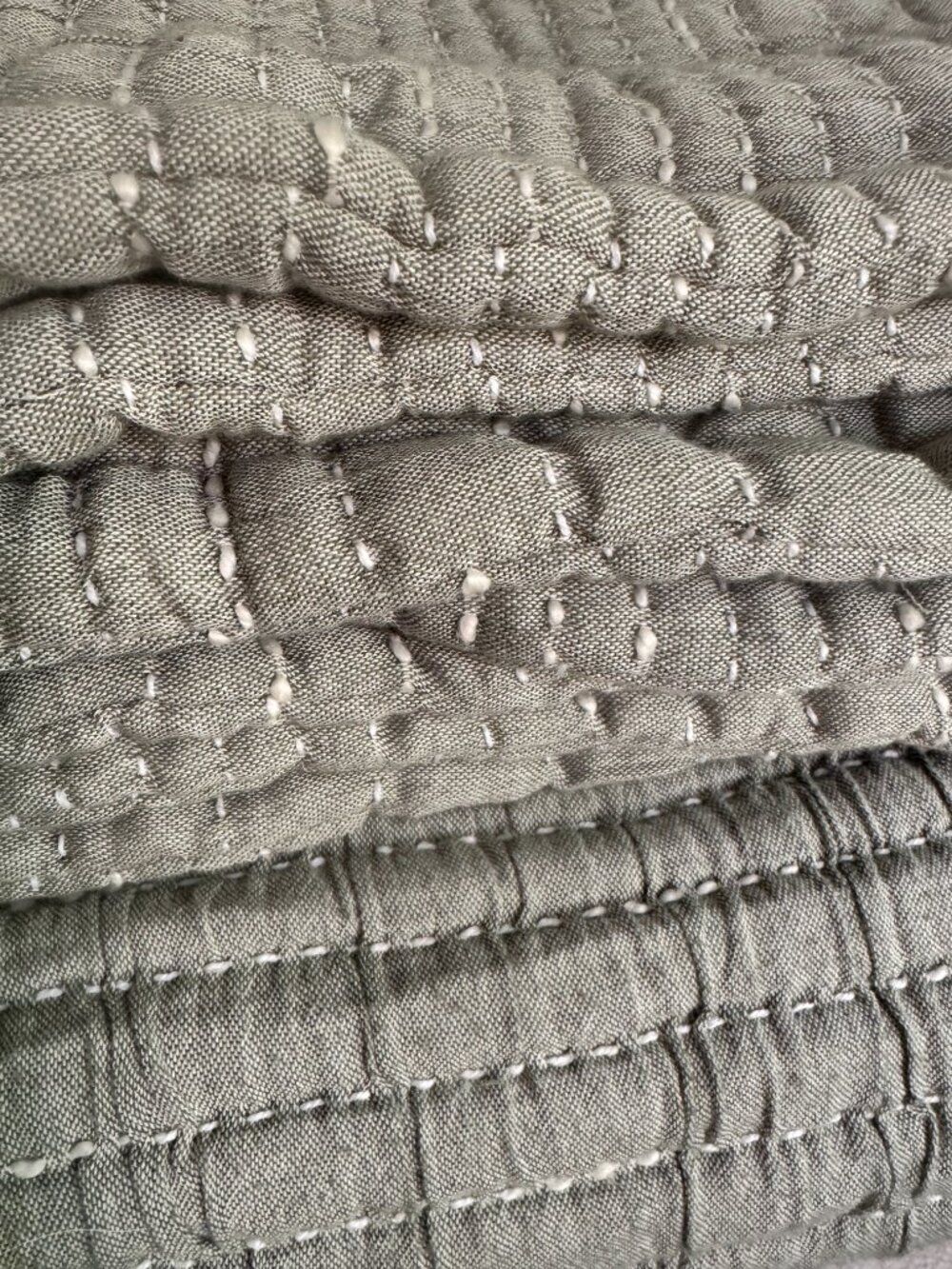 Quince Organic Cotton Channel Stitch Coverlet Set, King/Cal King, Sage/Green - Picture 10 of 13